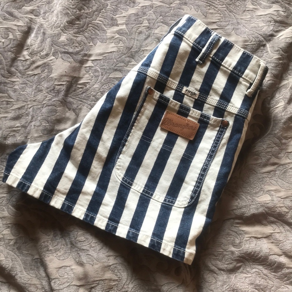 Blue and White Stripe Wrangler Shorts